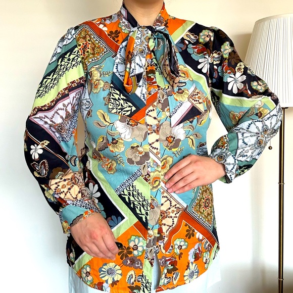 Floral print blouse size M/L / women's shirt - Picture 1 of 16